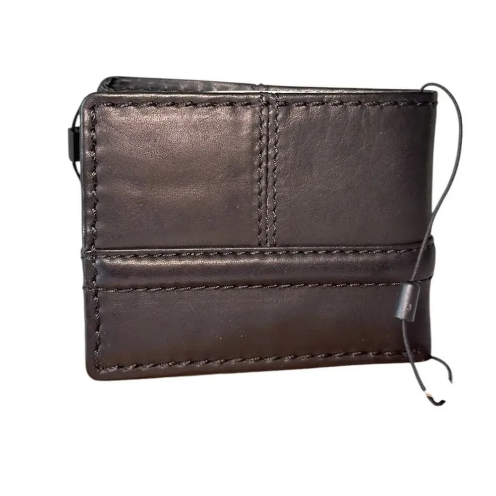 Frye Nash ID Window Leather Bifold Wallet black Boxed